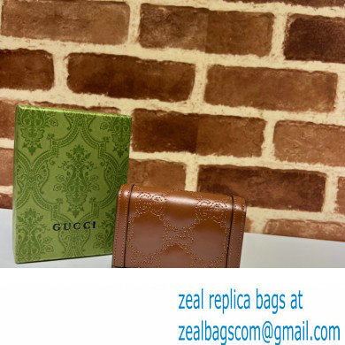 Gucci GG Matelasse card case Wallet 723786 in Brown leather