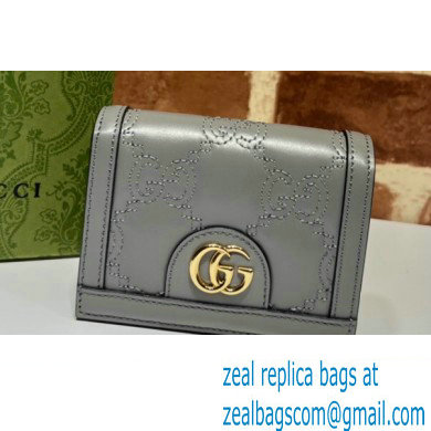 Gucci GG Matelasse card case Wallet 723786 in Gray leather - Click Image to Close