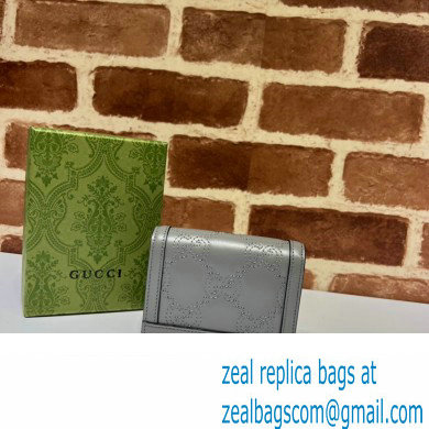 Gucci GG Matelasse card case Wallet 723786 in Gray leather - Click Image to Close
