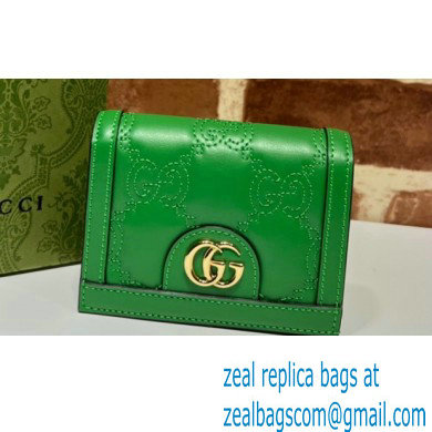 Gucci GG Matelasse card case Wallet 723786 in Green leather - Click Image to Close