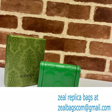 Gucci GG Matelasse card case Wallet 723786 in Green leather