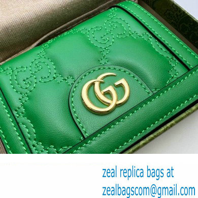 Gucci GG Matelasse card case Wallet 723786 in Green leather