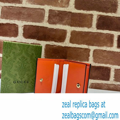 Gucci GG Matelasse card case Wallet 723786 in Orange leather