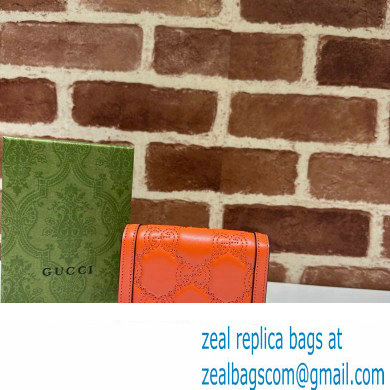 Gucci GG Matelasse card case Wallet 723786 in Orange leather