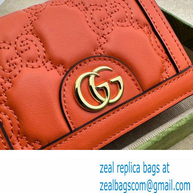 Gucci GG Matelasse card case Wallet 723786 in Orange leather