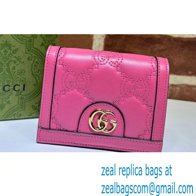 Gucci GG Matelasse card case Wallet 723786 in Pink leather - Click Image to Close