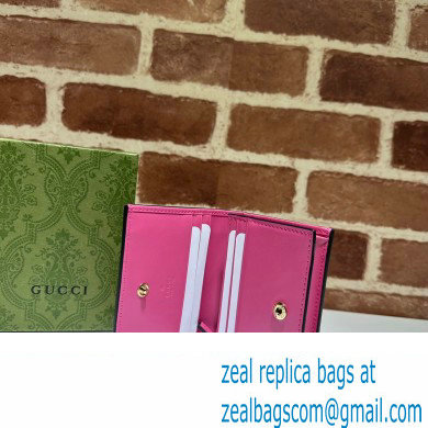 Gucci GG Matelasse card case Wallet 723786 in Pink leather - Click Image to Close