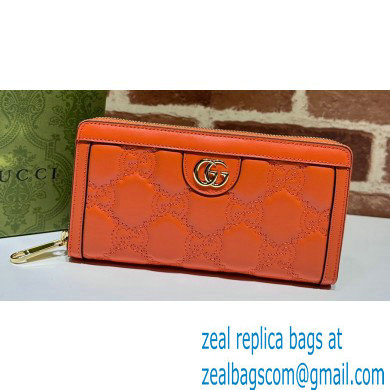 Gucci GG Matelasse zip-around wallet 723784 in Orange leather - Click Image to Close