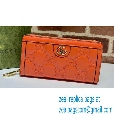 Gucci GG Matelasse zip-around wallet 723784 in Orange leather