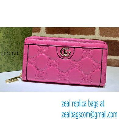 Gucci GG Matelasse zip-around wallet 723784 in Pink leather