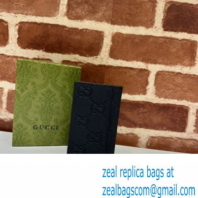 Gucci GG rubber-effect Long Card Case 771317 in Black leather