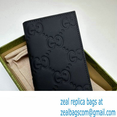 Gucci GG rubber-effect Long Card Case 771317 in Black leather
