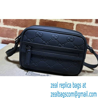 Gucci GG rubber-effect mini shoulder bag 771321 Leather Black - Click Image to Close
