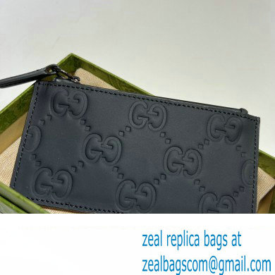 Gucci GG rubber-effect zip Card Case 771314 in Black leather