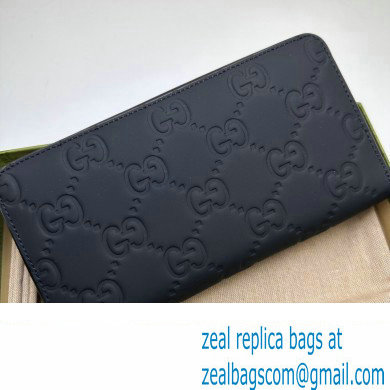 Gucci GG rubber-effect zip around wallet 771421 in Black leather