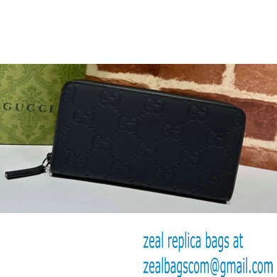 Gucci GG rubber-effect zip around wallet 771421 in Black leather