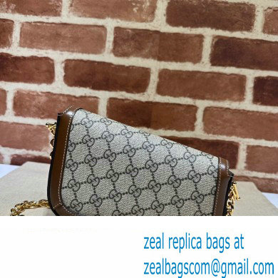 Gucci Horsebit 1955 Mini shoulder bag 774209 Beige and ebony GG Supreme canvas with Brown Demetra trim