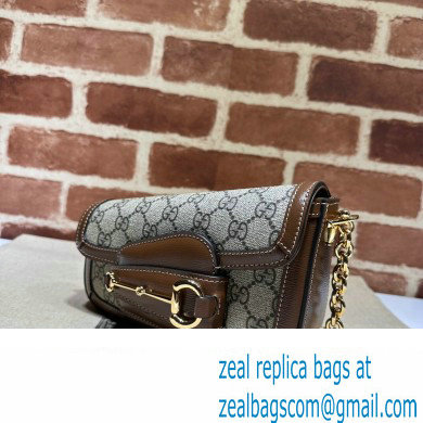 Gucci Horsebit 1955 Mini shoulder bag 774209 Beige and ebony GG Supreme canvas with Brown Demetra trim