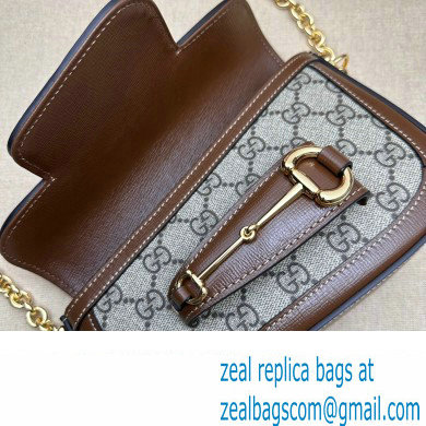 Gucci Horsebit 1955 Mini shoulder bag 774209 Beige and ebony GG Supreme canvas with Brown Demetra trim
