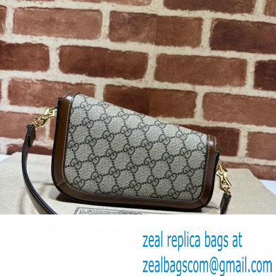 Gucci Horsebit 1955 Mini shoulder bag 774209 Beige and ebony GG Supreme canvas with Brown Demetra trim