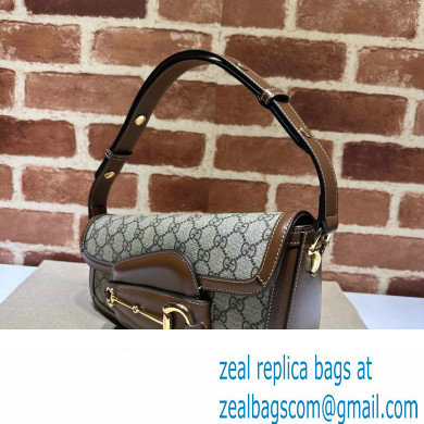 Gucci Horsebit 1955 small shoulder bag 764155 Beige and ebony GG Supreme canvas with Brown Demetra trim