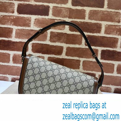 Gucci Horsebit 1955 small shoulder bag 764155 Beige and ebony GG Supreme canvas with Brown Demetra trim