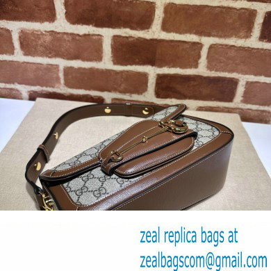 Gucci Horsebit 1955 small shoulder bag 764155 Beige and ebony GG Supreme canvas with Brown Demetra trim