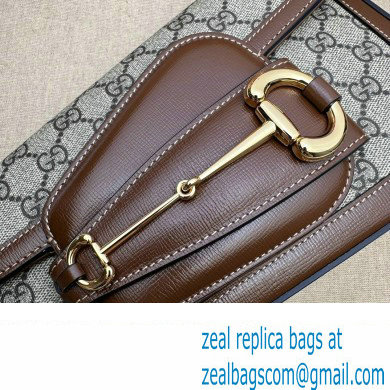 Gucci Horsebit 1955 small shoulder bag 764155 Beige and ebony GG Supreme canvas with Brown Demetra trim