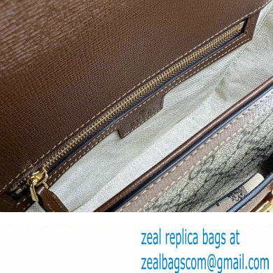 Gucci Horsebit 1955 small shoulder bag 764155 Beige and ebony GG Supreme canvas with Brown Demetra trim