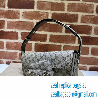 Gucci Horsebit 1955 small shoulder bag 764155 Beige and ebony GG Supreme canvas - Click Image to Close