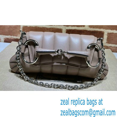 Gucci Horsebit Chain small shoulder bag 764339 quilted leather Nude - Click Image to Close