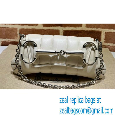 Gucci Horsebit Chain small shoulder bag 764339 quilted leather White - Click Image to Close