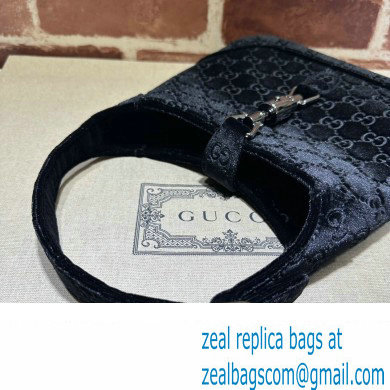 Gucci Jackie 1961 small shoulder bag 764303 GG Velvet Black - Click Image to Close