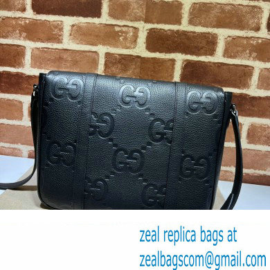 Gucci Jumbo GG Leather medium messenger bag 760234 Black