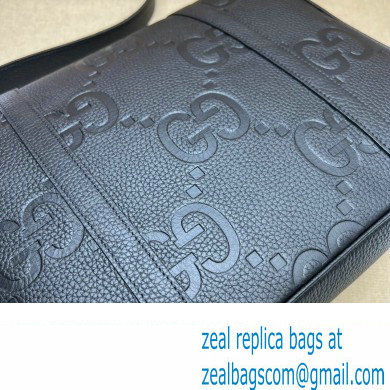 Gucci Jumbo GG Leather medium messenger bag 760234 Black - Click Image to Close