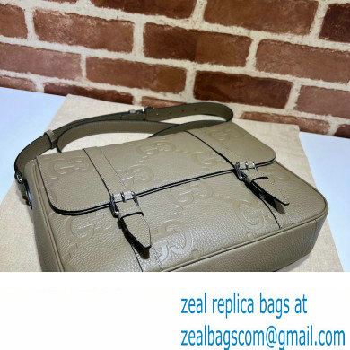Gucci Jumbo GG Leather medium messenger bag 760234 Gray