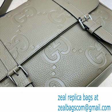 Gucci Jumbo GG Leather medium messenger bag 760234 Gray