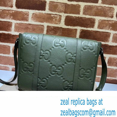 Gucci Jumbo GG Leather medium messenger bag 760234 Green