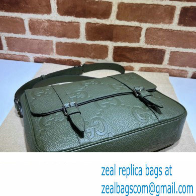 Gucci Jumbo GG Leather medium messenger bag 760234 Green - Click Image to Close