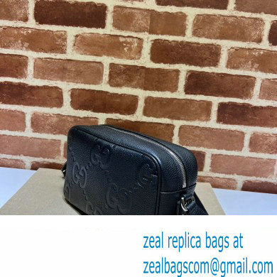 Gucci Jumbo GG Leather medium messenger bag 766946 Black