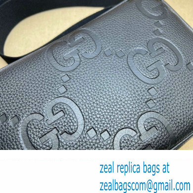 Gucci Jumbo GG Leather medium messenger bag 766946 Black - Click Image to Close
