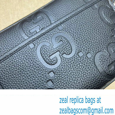 Gucci Jumbo GG Leather medium messenger bag 766946 Black
