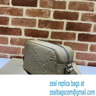 Gucci Jumbo GG Leather medium messenger bag 766946 Gray