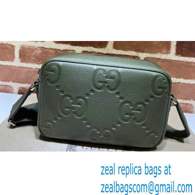 Gucci Jumbo GG Leather medium messenger bag 766946 Green