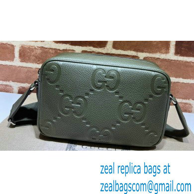 Gucci Jumbo GG Leather medium messenger bag 766946 Green - Click Image to Close