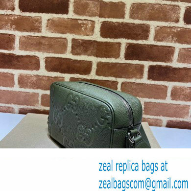 Gucci Jumbo GG Leather medium messenger bag 766946 Green