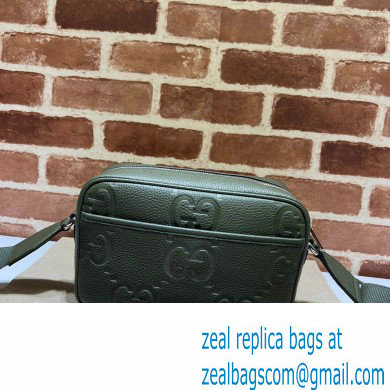 Gucci Jumbo GG Leather medium messenger bag 766946 Green