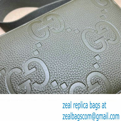 Gucci Jumbo GG Leather medium messenger bag 766946 Green - Click Image to Close