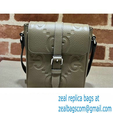 Gucci Jumbo GG small messenger bag 760235 leather Gray 2023