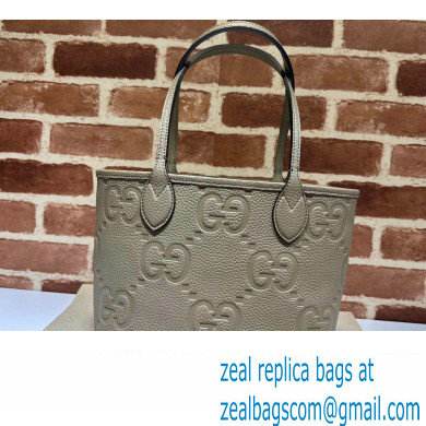 Gucci Jumbo GG small tote bag 726762 leather Gray 2023 - Click Image to Close